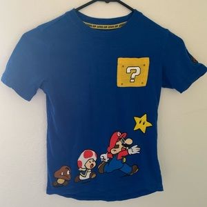 Super Mario Blue Level Up T-Shirt Youth Size 6-7 Years